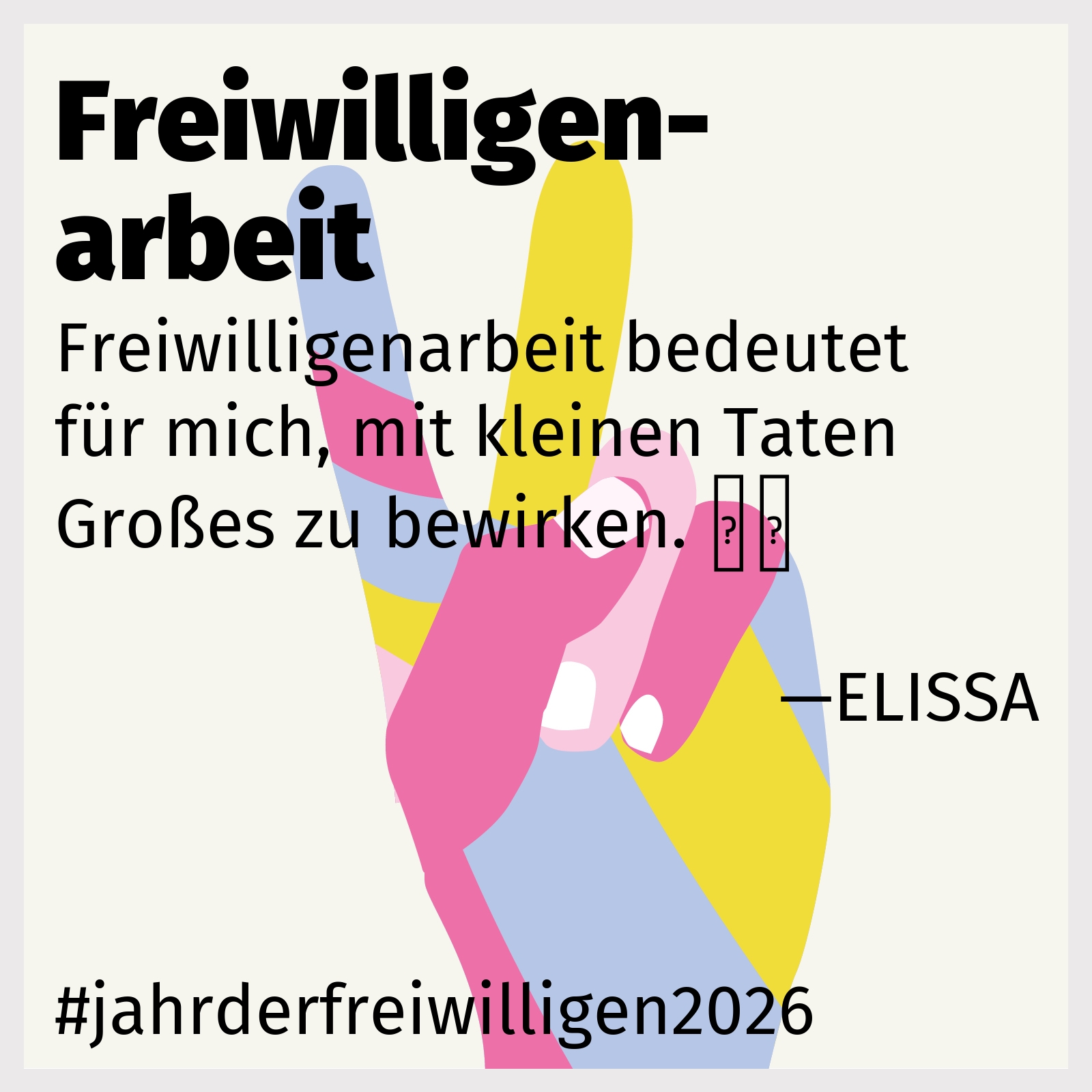 Freiwilligenarbeit bedeutet für mich, mit kleinen Taten Großes zu bewirken. ❤️